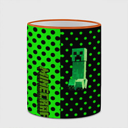 Кружка 3D Minecraft creeper pattern, цвет: 3D-оранжевый кант — фото 2