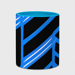 Кружка 3D Black and white stripes on a blue background, цвет: 3D-белый + небесно-голубой — фото 2