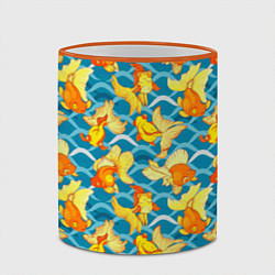 Кружка 3D Разноцветные золотые рыбки, цвет: 3D-оранжевый кант — фото 2