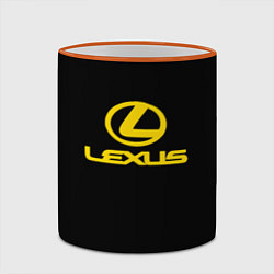 Кружка 3D Lexus yellow logo, цвет: 3D-оранжевый кант — фото 2