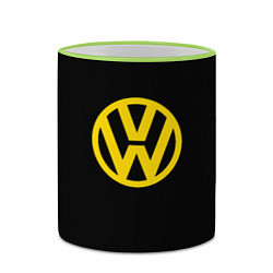 Кружка 3D Volkswagen logo yellow, цвет: 3D-светло-зеленый кант — фото 2