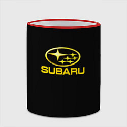 Кружка 3D Subaru logo yellow, цвет: 3D-красный кант — фото 2