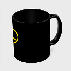 Кружка 3D Mercedes logo yello, цвет: 3D-белый + черный