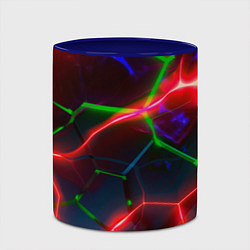 Кружка 3D Неоновые яркие зеленые плиты с красным светом, цвет: 3D-белый + синий — фото 2