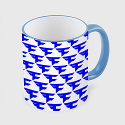 Кружка 3D FaZe Clan pattern team, цвет: 3D-небесно-голубой кант