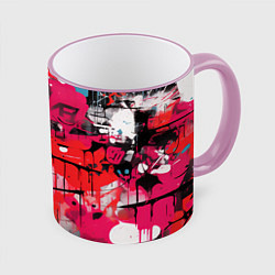 Кружка 3D Красное граффити, цвет: 3D-розовый кант
