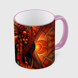 Кружка 3D Русская красавица в кокошнике, цвет: 3D-розовый кант