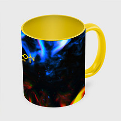 Кружка 3D Horizon zero dawn flame glitch, цвет: 3D-белый + желтый