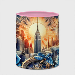Кружка 3D American collage - ai art, цвет: 3D-белый + розовый — фото 2