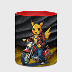 Кружка 3D Пикачу байкер на мотоцикле, цвет: 3D-белый + красный — фото 2