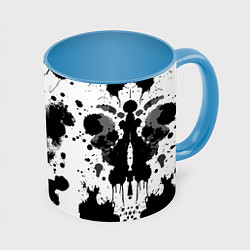 Кружка 3D The psychedelic Rorschach test - ai art, цвет: 3D-белый + небесно-голубой