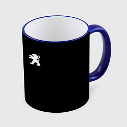 Кружка 3D Peugeot logo white, цвет: 3D-синий кант