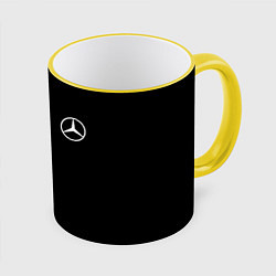 Кружка 3D Mercedes benz logo white auto, цвет: 3D-желтый кант