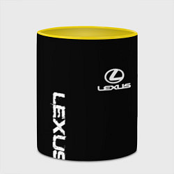 Кружка 3D Lexus white logo auto, цвет: 3D-белый + желтый — фото 2