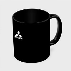 Кружка 3D Mitsubishi logo white auto, цвет: 3D-белый + черный