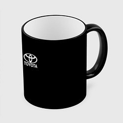 Кружка 3D Toyota logo white steel, цвет: 3D-черный кант