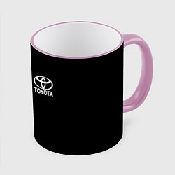 Кружка 3D Toyota logo white steel, цвет: 3D-розовый кант