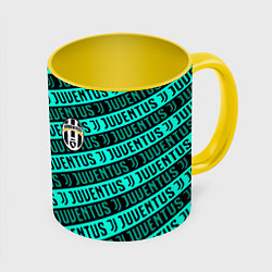 Кружка 3D Juventus pattern logo steel, цвет: 3D-белый + желтый