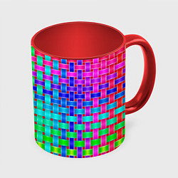 Кружка 3D Переплетенные радужные ленты, цвет: 3D-белый + красный