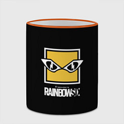 Кружка 3D Rainbow six 6 logo games, цвет: 3D-оранжевый кант — фото 2