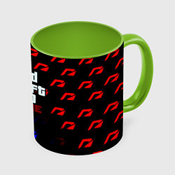 Кружка 3D NFS x GTA pattern, цвет: 3D-белый + светло-зеленый
