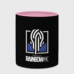 Кружка 3D Rainbow six siege logo, цвет: 3D-белый + розовый — фото 2