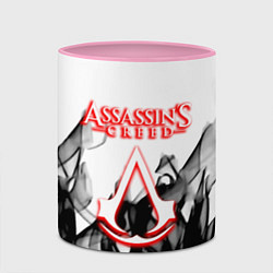 Кружка 3D Assassins Creed огненное лого гейм, цвет: 3D-белый + розовый — фото 2