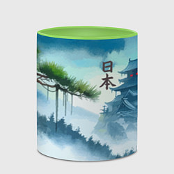 Кружка 3D Японский пейзаж - акварель живопись, цвет: 3D-белый + светло-зеленый — фото 2