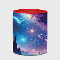 Кружка 3D Звездный город в космосе, цвет: 3D-белый + красный — фото 2