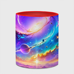 Кружка 3D Космос в неоновых тонах, цвет: 3D-белый + красный — фото 2