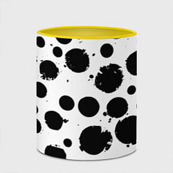 Кружка 3D Abstract black blots - ai art fantasy, цвет: 3D-белый + желтый — фото 2