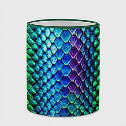 Кружка 3D Радужная кожа змеи, цвет: 3D-зеленый кант — фото 2