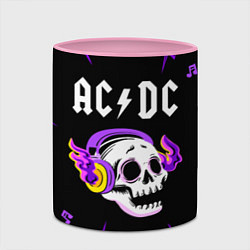 Кружка 3D AC DC неоновый череп, цвет: 3D-белый + розовый — фото 2