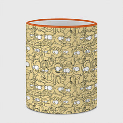 Кружка 3D Дудл человечки носатые - паттерн, цвет: 3D-оранжевый кант — фото 2