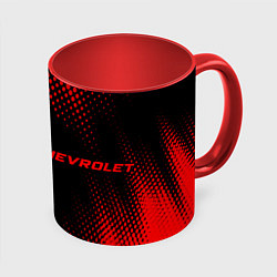 Кружка 3D Chevrolet - red gradient по-горизонтали, цвет: 3D-белый + красный