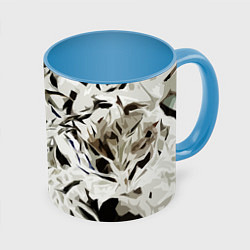 Кружка 3D Black and white abstraction, цвет: 3D-белый + небесно-голубой