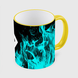 Кружка 3D The elder scrolls neon flame, цвет: 3D-желтый кант