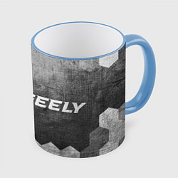 Кружка 3D Geely - grey gradient по-горизонтали, цвет: 3D-небесно-голубой кант