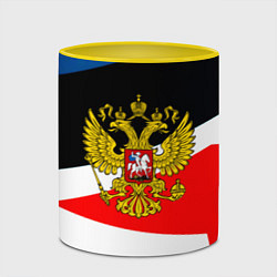 Кружка 3D Спортивная геометрия герб, цвет: 3D-белый + желтый — фото 2