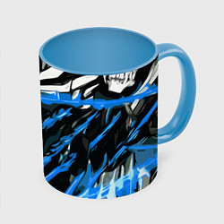 Кружка 3D Blue and white abstraction on a black background, цвет: 3D-белый + небесно-голубой
