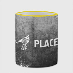 Кружка 3D Placebo - grey gradient по-горизонтали, цвет: 3D-желтый кант — фото 2