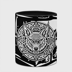 Кружка 3D Голова волка скандинавский узор тату, цвет: 3D-белый + черный — фото 2