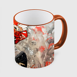 Кружка 3D Катрина в цветах, цвет: 3D-оранжевый кант