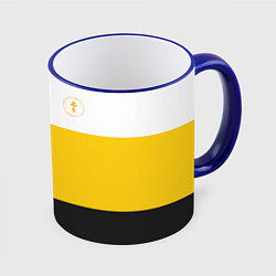 Кружка 3D Сокрушу пред ним врагов его крест желтый, цвет: 3D-синий кант