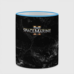 Кружка 3D Warhammer 40000 space marine 2 black logo, цвет: 3D-небесно-голубой кант — фото 2
