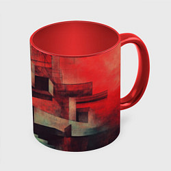 Кружка 3D Бетонный брутализм, цвет: 3D-белый + красный