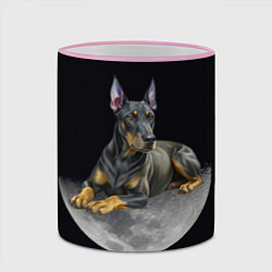 Кружка 3D Доберман и луна, цвет: 3D-розовый кант — фото 2