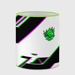 Кружка 3D Cyberpunk logo geometry, цвет: 3D-светло-зеленый кант — фото 2