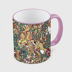 Кружка 3D Монстры и девушки, цвет: 3D-розовый кант
