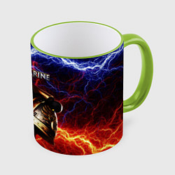 Кружка 3D Warhammer 40000 space marine 2, цвет: 3D-светло-зеленый кант